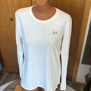 Under Armour White Long-Sleeve Crewneck Tee